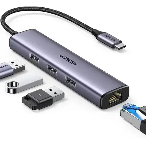 HUB USB TIPO C 4 EM 1 (3 USB 3.0 / RJ45) UGREEN CM475 P/N 60600 - LOJA DADO DIGITAL