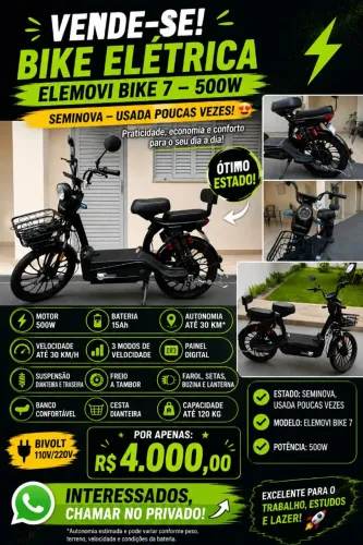 BIKE ELÉTRICA ELEMOVI BIKE 7 - 500W