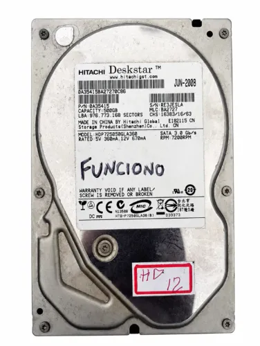 winchester hd HITACHI DESKSTAR HDP725050GLA360 500GB HD12