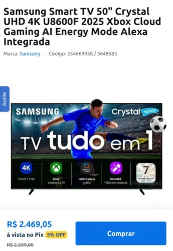 Tv 50 polegadas ..4K..samsung pra sair hojeee