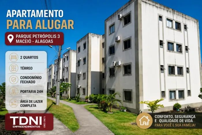 Apartamento Térreo com 2 Quartos no Parque Petrópolis III | Condomínio Fechado | Maceió/AL