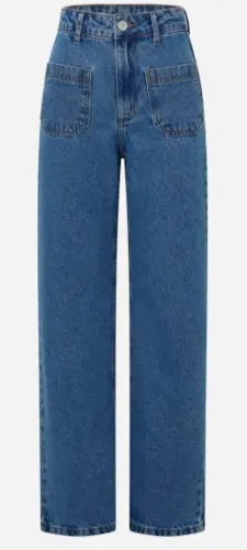 CALÇA RETA JEANS COM BOLSO FRONTAL TAM:40 MARFINO