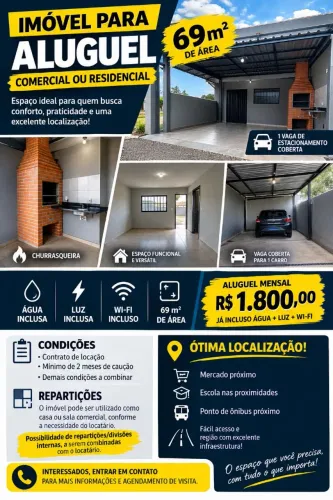 Aluga-se para sala comercial / ou Casa