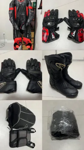 Equipamentos p/ moto - macacão, bota, luva, segunda-pele, bagrider