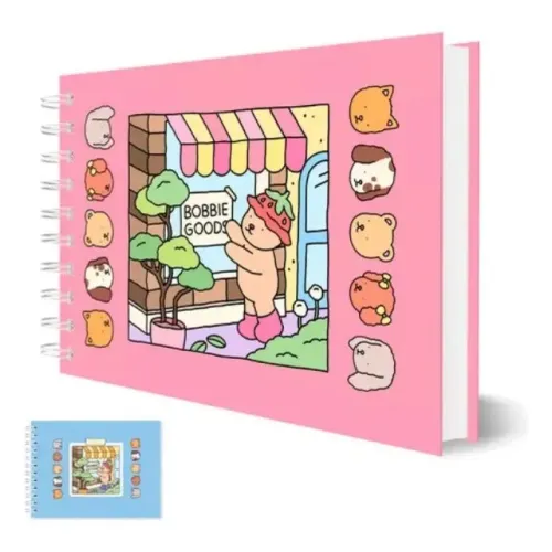 Livro Colorir Bobbie Goods 50 Folhas Capa Dura Azul e Rosa