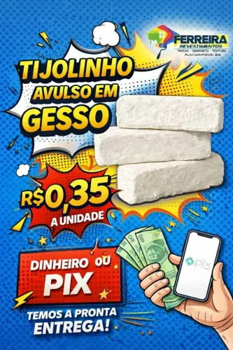 Tijolinho avulso em gesso R$ 0,35 a unidade 