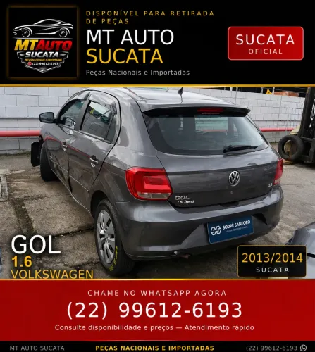 Sucata do Gol 1.6 2013/2014 disponível para venda de peças.