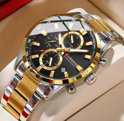 Relógio Masculino CURREN 8445 à Prova D'água Pulseira em Aço
