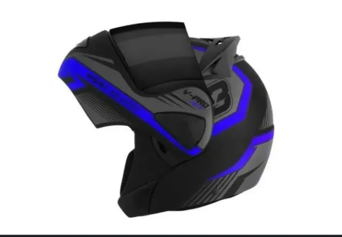 Capacete Escamoteável Azul Pro Tork Tamanho 60 com Viseira Fumê Novo na Caixa.