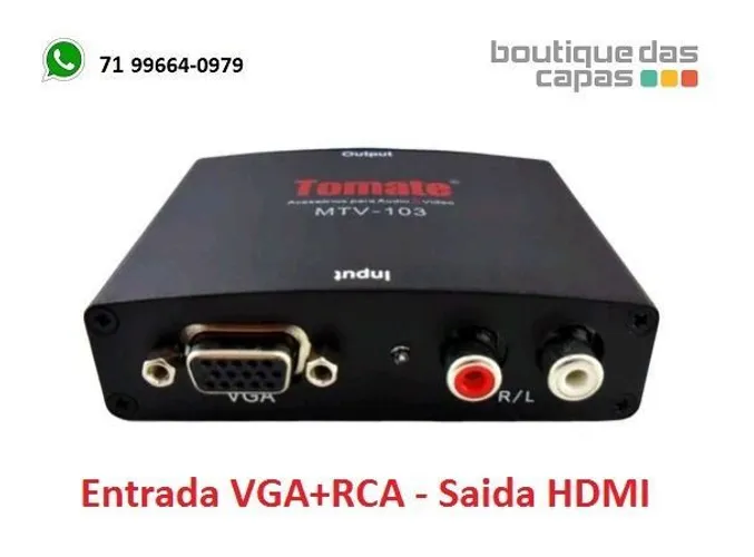 Conversor VGA para HDMI - Converta a saída HDMI x entrada VGA + RCA mtv-103