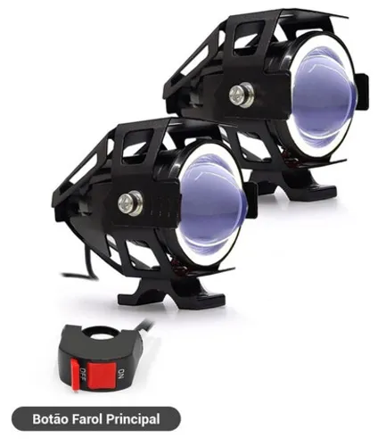 Farol De Milha Moto U7 3 Efeitos Luz Pisca Alta Baixa