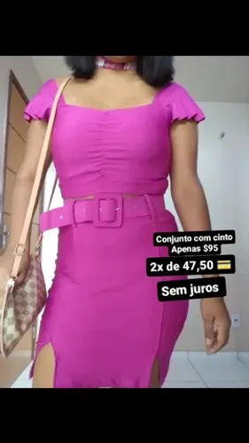 Conjunto Beach gloss. Saia e cropped