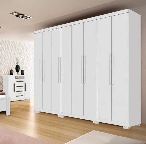 Roupeiro Milao 8Pts Branco Neve Até 12x - Frete Grátis