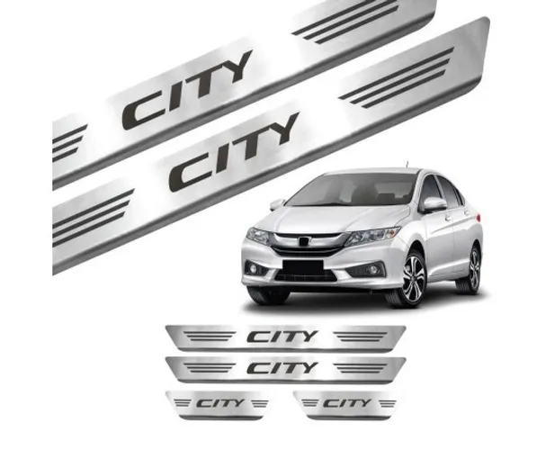 Soleira  das Portas em Aço Inox Honda City Grafia Original 