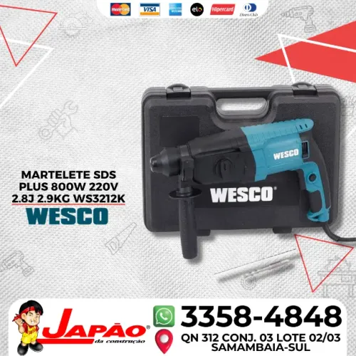 Martelete SDS Plus 800W WS3212K 220V Wesco Garantia de 1 Ano