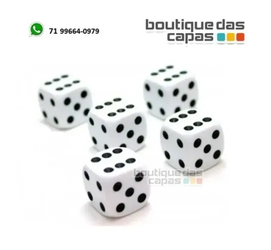Kit com 5 dados branco e preto 16 MM