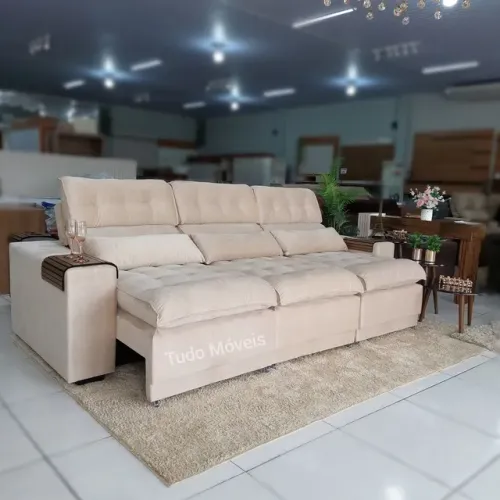 INSTA @TUDO_MOVEIS / SOFÁ 4 LUGARES - COM MOLAS - RETRÁTIL E RECLINÁVEL