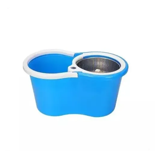 balde - azul com esfregao mop 16l aço inox ck01 23cmx25cmx44cm cor - azul