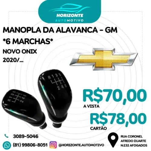 Manopla da Alavanca de Marcha Novo Onix 2020 6 marchas