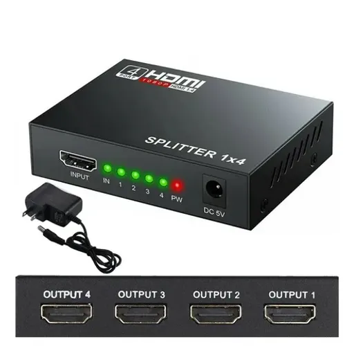 Splitter 1x4 Distribuidor De Sinal Hdmi 3d Duplicado Tv