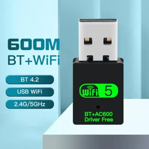 Adaptador USB WiFi Bluetooth 600Mbps Fenti - Dual Band 2.4G/5GHz