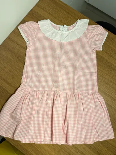 Vestido em vichy rosa e branco - tamanho 3-4 anos