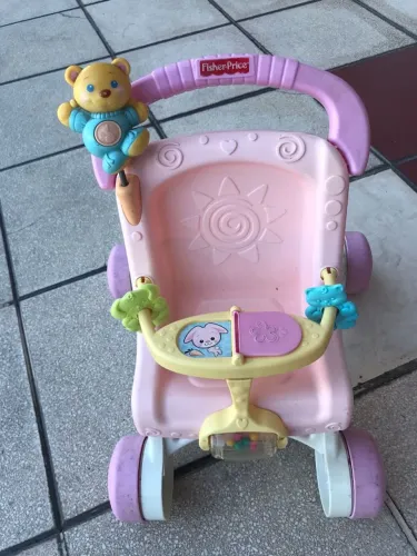 Andador de bebe carrinho de boneca fisher price rosa