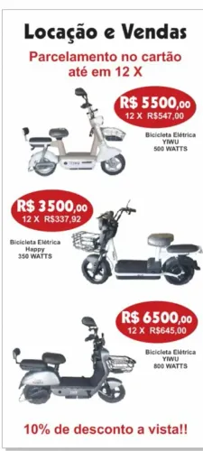 Bike eletrica apartir 3150,00 ou 12 X no cartão de crédito 