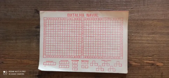 Cartela para batalha naval antiga (decada de 70/80)