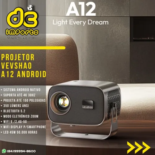 Projetor Android Vevshao A12 - Superior ao HY320