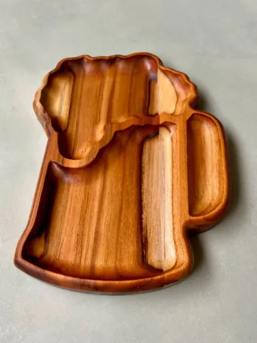 Petisqueira Formato Caneco Chopp Madeira Teca - P 20x15cm