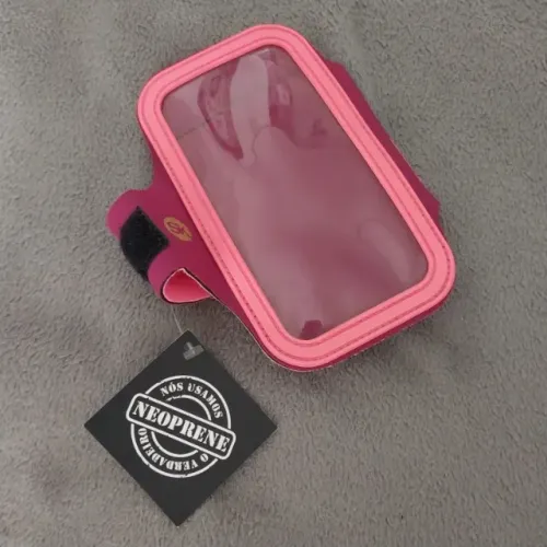 Braçadeira Porta Celular Neoprene Rosa Salmão Sem Uso marca SK