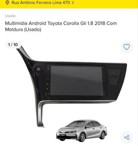 MULTIMÍDIA ANDROID TOYOTA COROLLA 2018 
