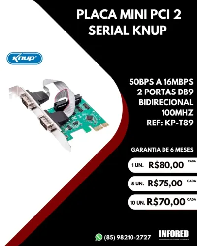 Placa mini PCI 2 serial Knup KPT89