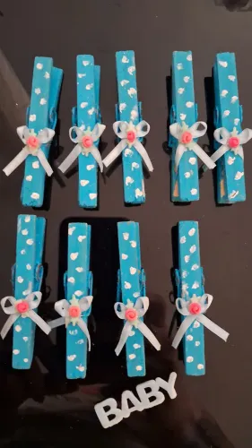 9 pregadores decorados chá de bebê 