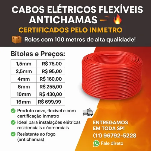 Cabos Elétricos Flexíveis Antichamas Certificados!