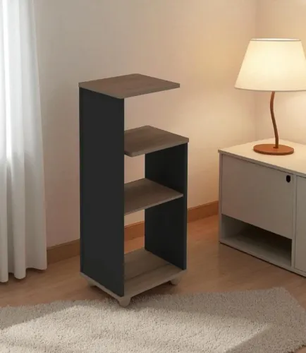 Na cor imbuia preto mesa de canto a pronta entrega .