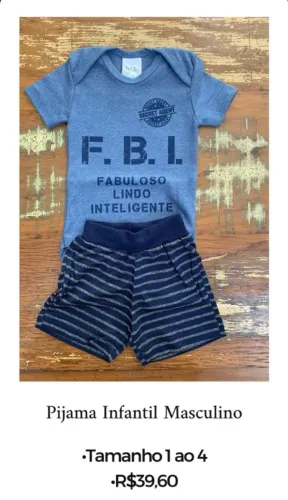 Pijama Infantil Masculino FBI