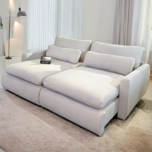 Sofá Cama Retrátil Amaranto 2,10 m Linho/Veludo Sem Caixa