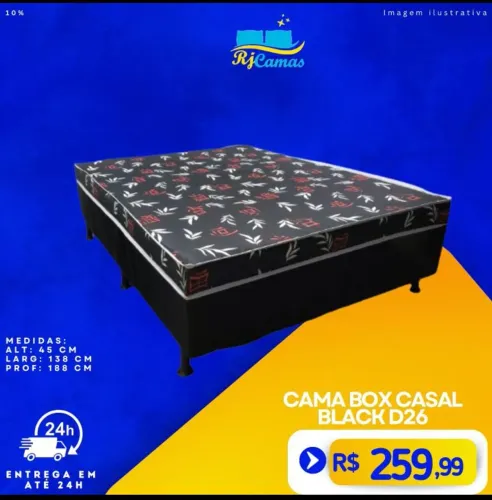 Cama Box Casal Black D26 - R$ 259,99