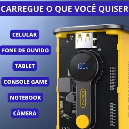 Power Bank, Carregador Portátil 10000mAh Carga Rápida 22.5W, Múltiplas Portas, Design Leve