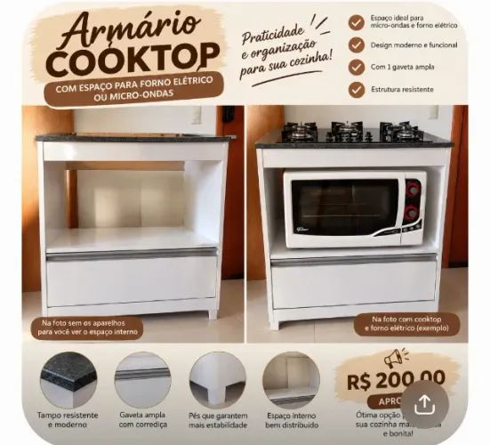 Armário p/ Cooktop e forno elétrico