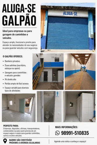 ALUGA-SE GALPÃO COMERCIAL - BAIRRO SÃO CRISTÓVÃO