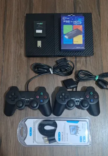 PS2 completo com 15 jogos e 2 controles novos + adaptador Hdmi!