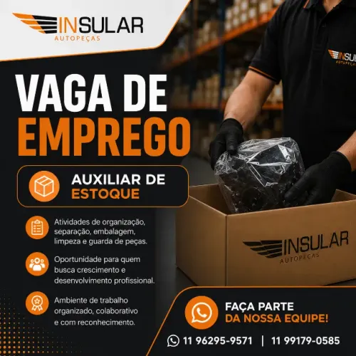 OPORTUNIDADE DE EMPREGO - AUXILIAR DE ESTOQUE
