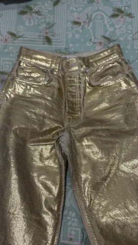 Calça jeans dourada zara