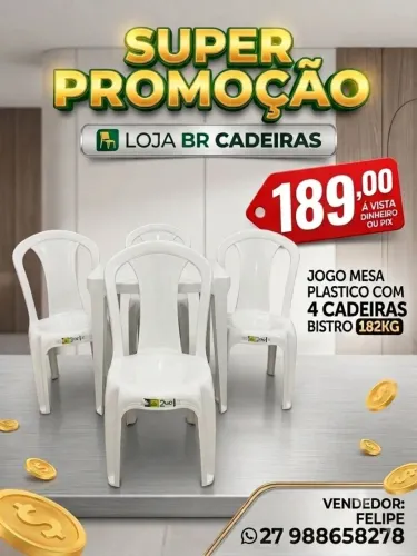 Jogo de mesa c/4 cadeiras Duo 182 kg