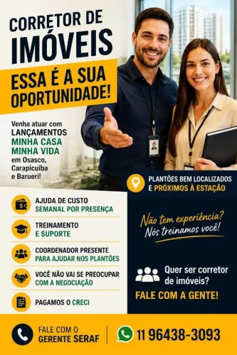 CONSULTOR IMOBILIÁRIO COM OU SEM EXPERIÊNCIA E AJUDA DE CUSTO <br>