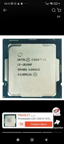 I3 10100f com cooler mas sem a caixa