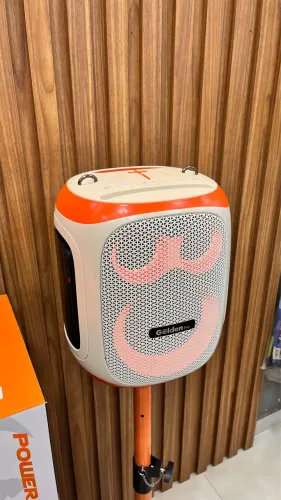 CAIXA DE SOM GOLDEN PRO POWER BOX 2 com microfone e tripé 